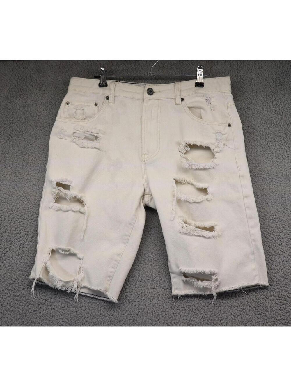 LRG Lifted Research Group Men True Taper White Distress w32